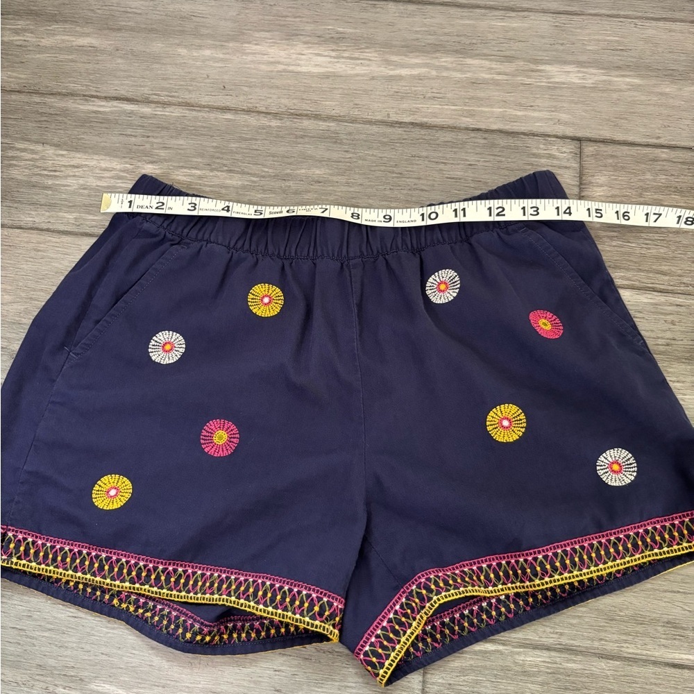 Madewell Navy Blue Embroidered Pull-On Shorts Circle Print Geometric Trim Boho - Picture 9 of 10